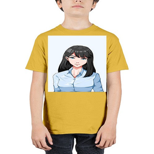 Beautiful office woman long black hair 7# - anime - Youth Tee Unisex