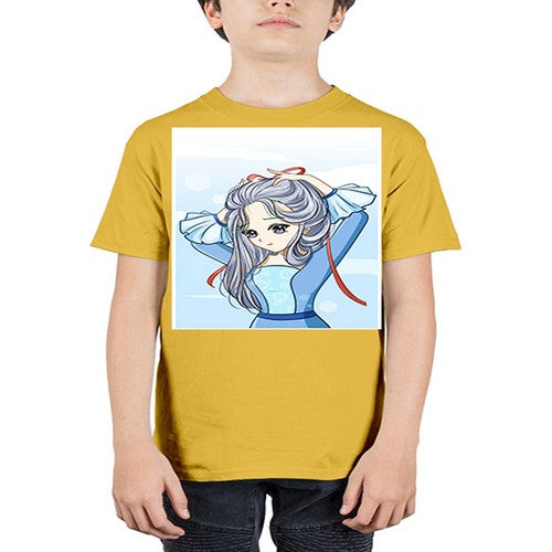 Beautiful princess silver hair with blue dress 120# - anime - Youth Tee Unisex
