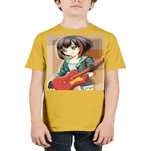Beautiful rock girl with bass guitar perform 173# - anime - Youth Tee Unisex