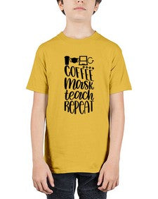 Coffee Mask Teach Repeat Style 660# - teacher - Youth Tee Unisex