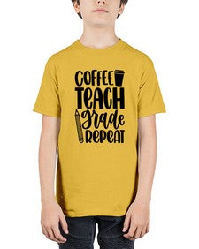 Coffee Teach Grade Repeat Style 671# - teacher - Youth Tee Unisex
