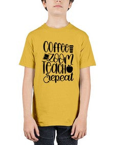Coffee Zoom Teach Repeat Style 674# - teacher - Youth Tee Unisex
