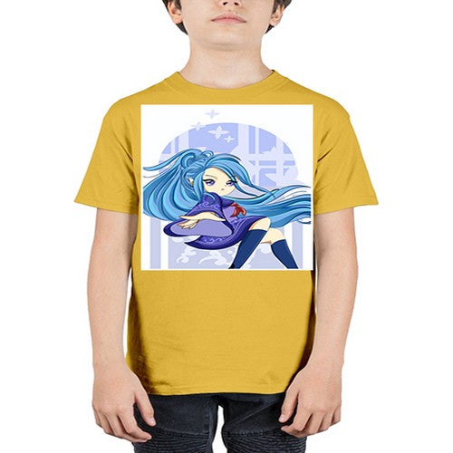 Cute and beautiful girl blue long hair cartoon 155# - anime - Youth Tee Unisex