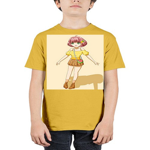 Cute and beautiful girl in summer with yellow dress 54# - anime - Youth Tee Unisex