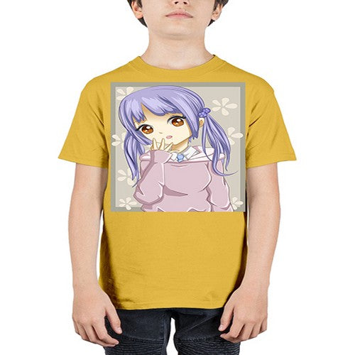 Cute and beautiful girl purple hair 25# - anime - Youth Tee Unisex