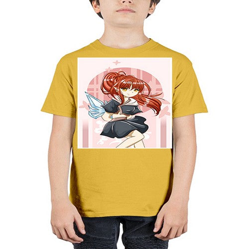 Cute and beautiful girl red long hair with sword cartoon 157# - anime - Youth Tee Unisex