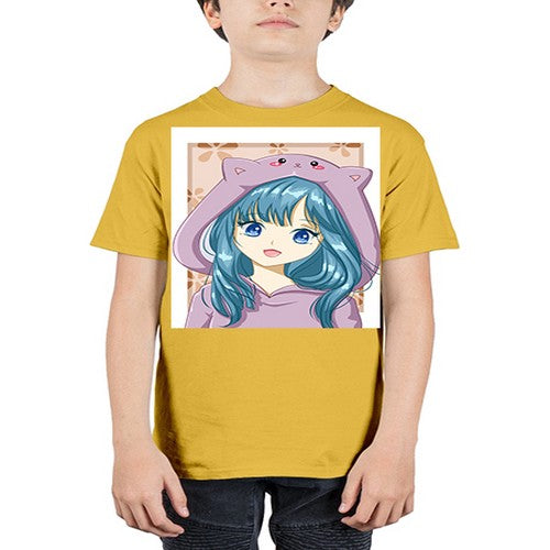 Cute and beautiful girl with cat jacket 107# - anime - Youth Tee Unisex