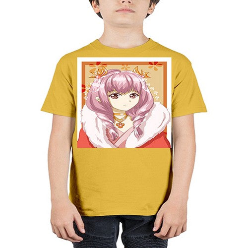 Cute and beautiful queen pink hair with red dress 124# - anime - Youth Tee Unisex