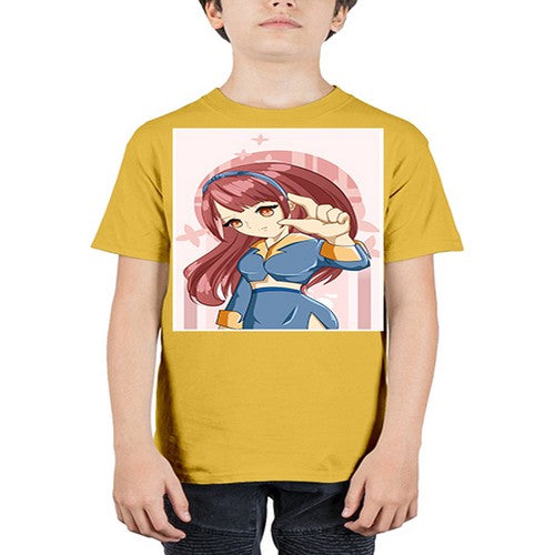 Cute and cool girl red long hair 166# - anime - Youth Tee Unisex