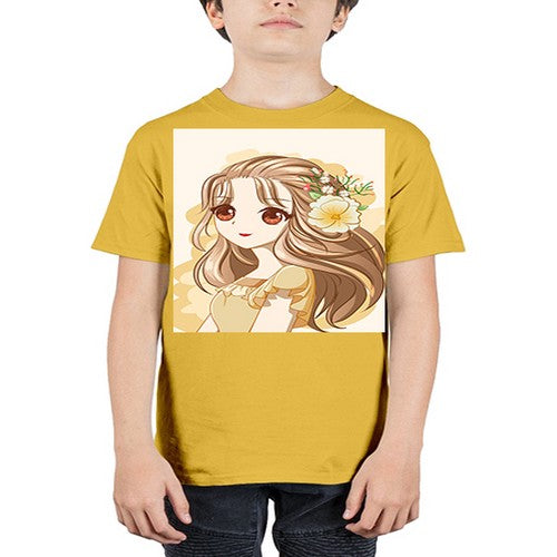Cute and happy girl with flowers crown 57# - anime - Youth Tee Unisex