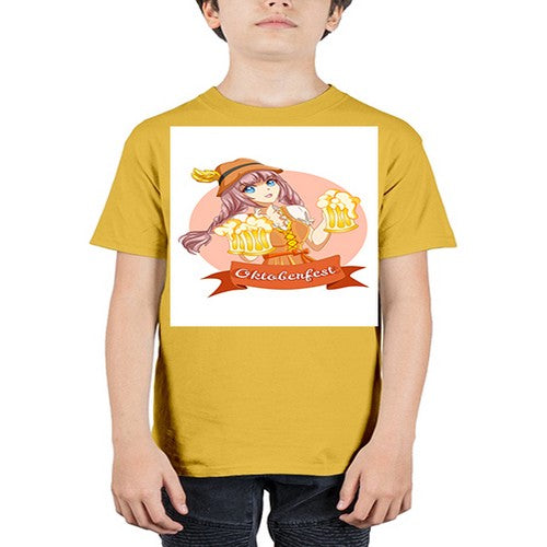 Cute and happy woman celebrating oktoberfest with beer 177# - anime - Youth Tee Unisex