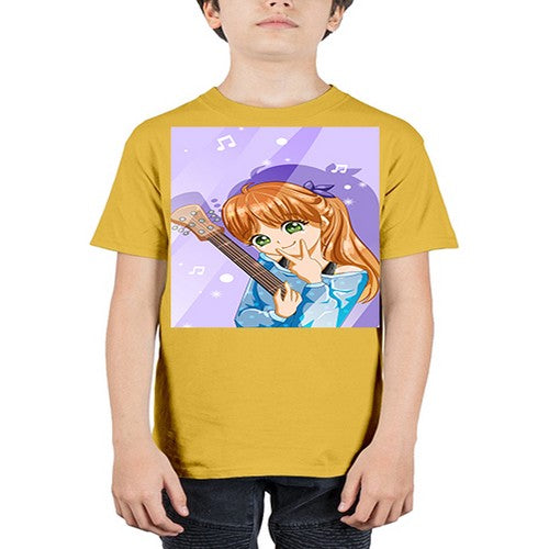 Cute and soft girl with guitar 53# - anime - Youth Tee Unisex
