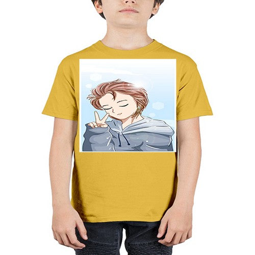 Cute boy brown hair with blue jacket 126# - anime - Youth Tee Unisex