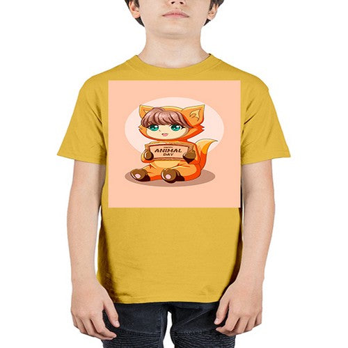 Cute girl with animal costume in animal day text 137# - anime - Youth Tee Unisex