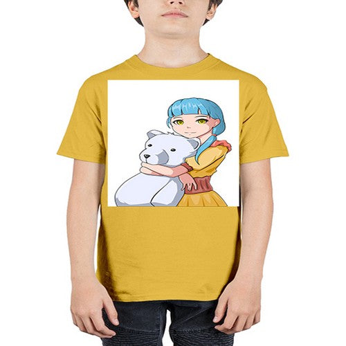 Cute girl with bear doll 26# - anime - Youth Tee Unisex