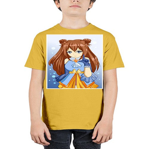 Cute little beautiful girl blue gold clothes cartoon 171# - anime - Youth Tee Unisex