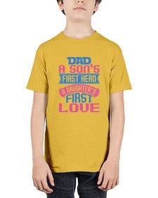 Dad a sons first hero a 82# - cartoon super hero - Youth Tee Unisex