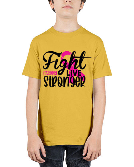 Fight Harder Live Stronger 27# - breast cancer - Youth Tee Unisex