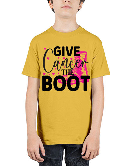 Give Cancer the Boot 24# - breast cancer - Youth Tee Unisex