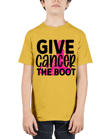 Give Cancer the Boot 25# - breast cancer - Youth Tee Unisex