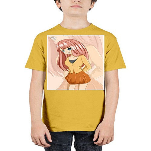 Happy beautiful and cute girl pink long hair 5# - anime - Youth Tee Unisex