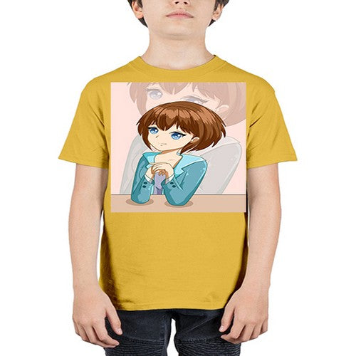 Happy beautiful and elegant girl brown hair 36# - anime - Youth Tee Unisex