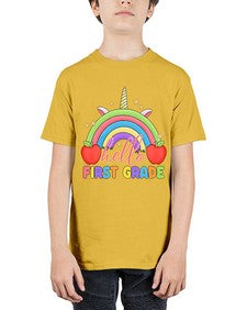 Hello first Grade Unicorn Rainbow 281# - first grade - Youth Tee Unisex