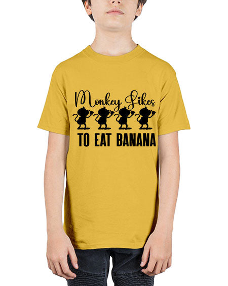 Monkey likes to eat banana  - monkey - Youth Tee Unisex