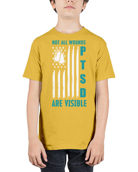 PTSD Awareness Not All Wounds 8# - PTSD - Youth Tee Unisex