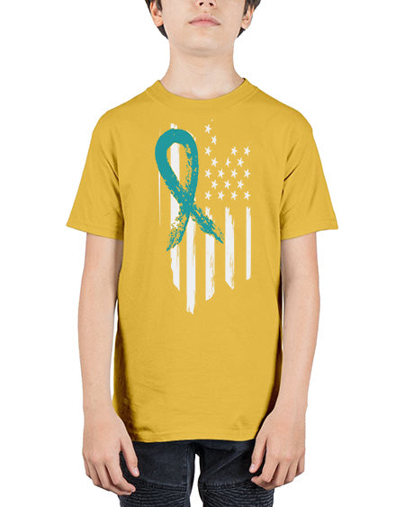 PTSD Teal Ribbon Distressed US 7# - PTSD - Youth Tee Unisex