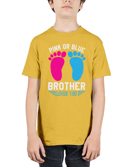 Pink or Blue brother loves you Style 185# - baby shower - Youth Tee Unisex