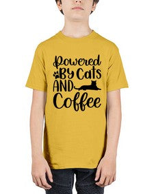 Powered By Cats And Coffee Style 102# - cats - Youth Tee Unisex