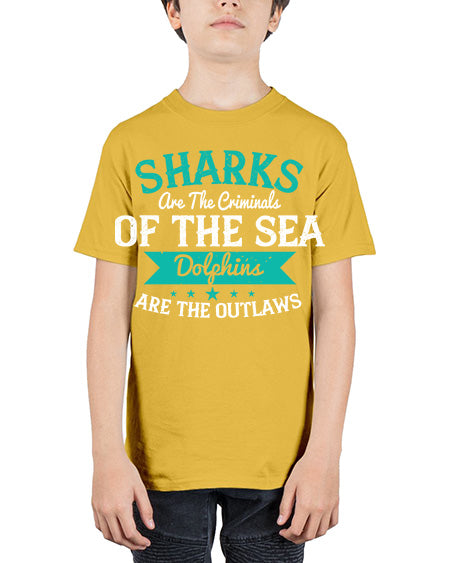 Sharks are the criminals of the sea Dolphins are the outlaws Style 34# - shark-fish - Youth Tee Unisex