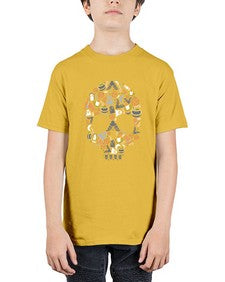 Skull 1068# - skull and bones - Youth Tee Unisex