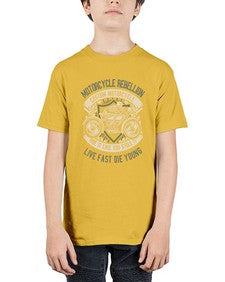 Skull Rebel Motorcycle 1062# - skull and bones - Youth Tee Unisex