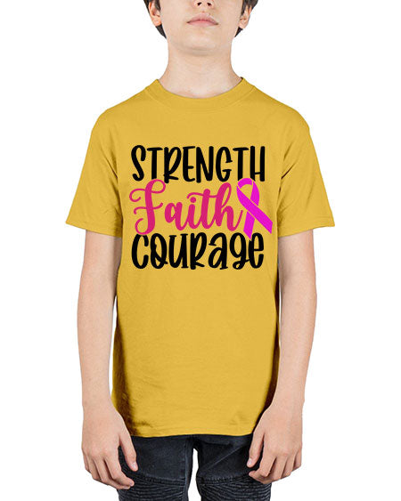 Strength Faith Courage 7# - breast cancer - Youth Tee Unisex