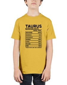 Taurus Nutrition Facts 490# - taurus - Youth Tee Unisex