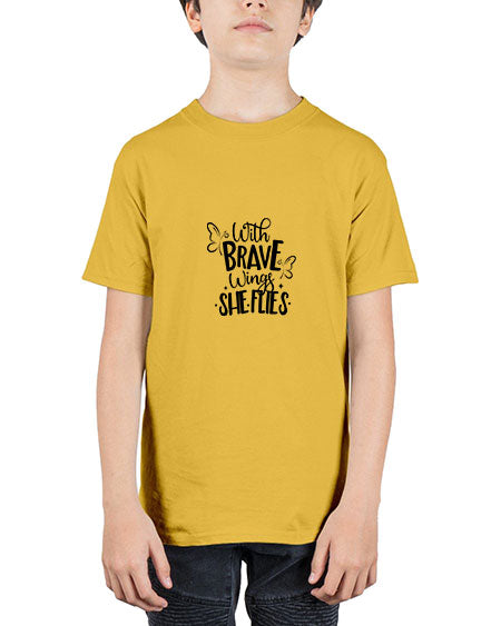 With Brave Wings She Flies - butterfly - Youth Tee Unisex