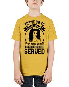Youve got to learn to leave the table when loves no longer being served Style 5# - black afro - Youth Tee Unisex