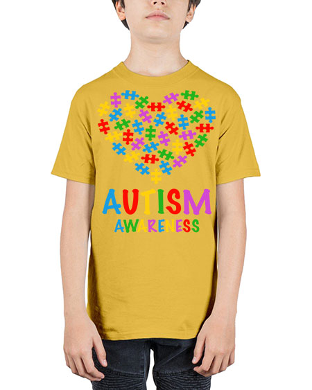 autism awareness heart love puzzle 15# - autism - Youth Tee Unisex