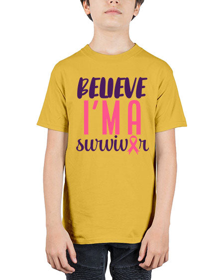 believe i'm a survivor - breast cancer - Youth Tee Unisex