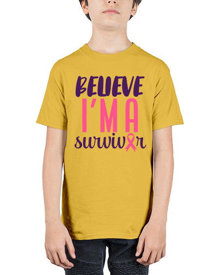 believe im a survivor Style 16# - breast cancer - Youth Tee Unisex