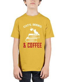 cats book and coffee Style 37# - cats - Youth Tee Unisex