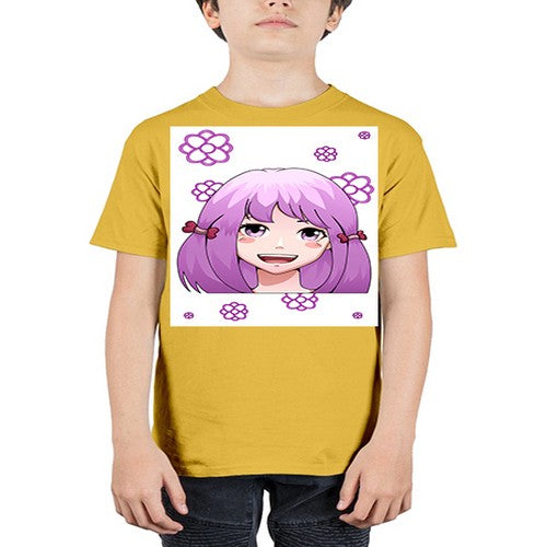cute ponytails purple hair girl 63# - anime - Youth Tee Unisex