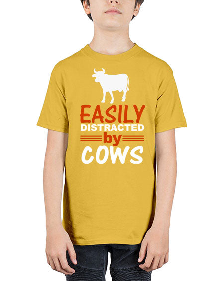 easily distracted by cows Style 4# - cow - Youth Tee Unisex