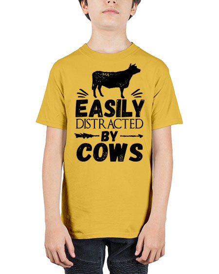 easily distracted by cows - cow - Youth Tee Unisex