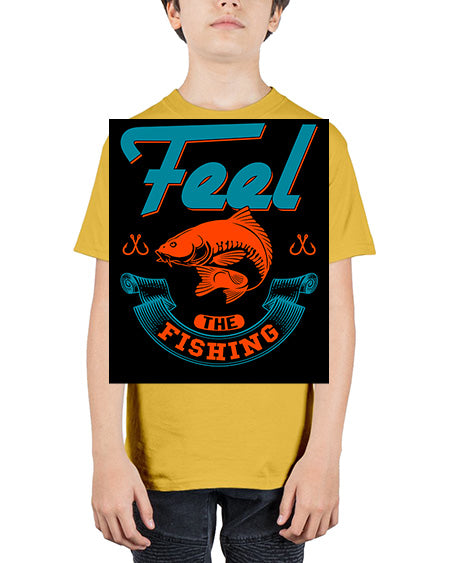 feel the fishing png 60# - shark-fish - Youth Tee Unisex