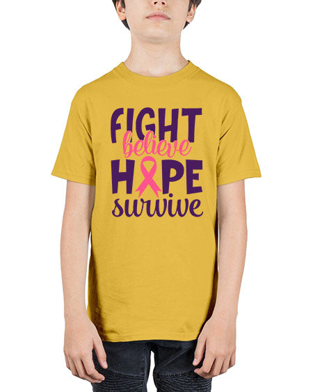 fight believe hope survive Style 13# - breast cancer - Youth Tee Unisex