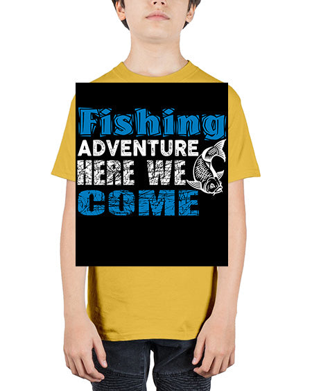 fishing adventure here we come png 52# - shark-fish - Youth Tee Unisex