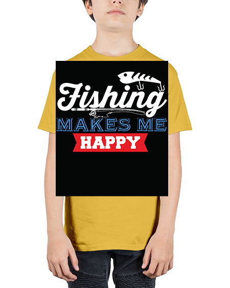 fishing makes me happy png 46# - shark-fish - Youth Tee Unisex